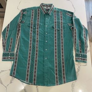White Horse Long Sleeve Snap Button Western Shirt